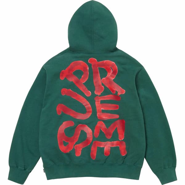 Supreme Paint Hooded Sweatshirt - Dark Green (front)