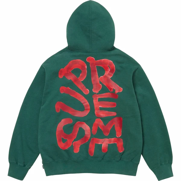 Supreme Paint Hooded Sweatshirt - Dark Green (front)