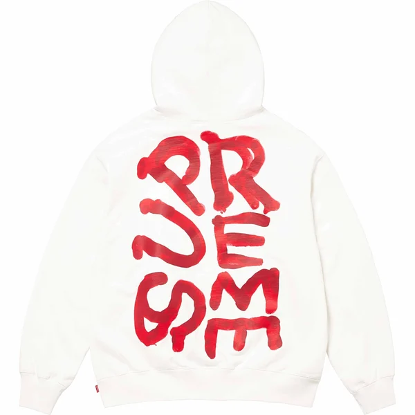 Supreme Paint Hooded Sweatshirt - White (front)