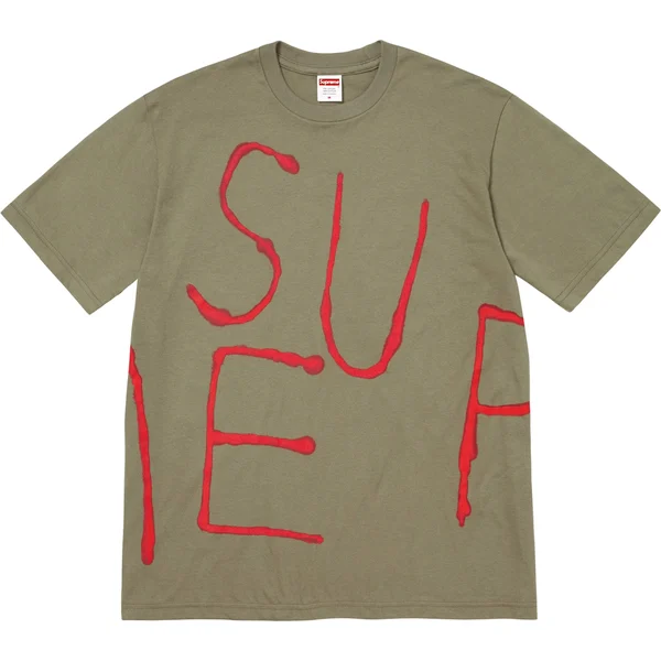 Supreme Painted Tee - Light Olive (front)