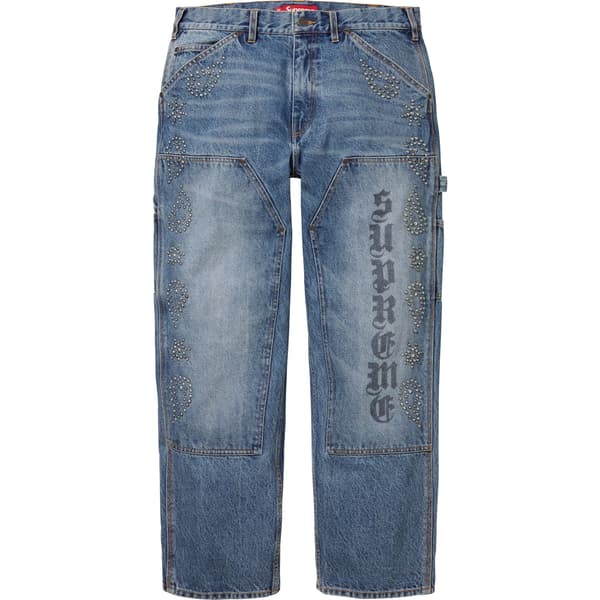Supreme Paisley Studded Double Knee Painter Pant - Washed Blue (front)