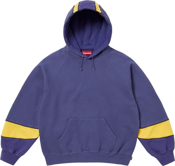 Supreme Paneled Hooded Sweatshirt - Washed Navy (front)