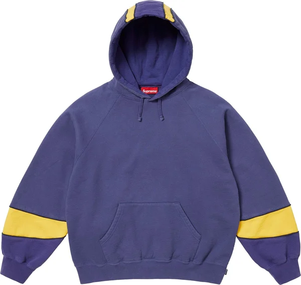 Supreme Paneled Hooded Sweatshirt - Washed Navy (front)