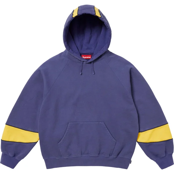Supreme Paneled Hooded Sweatshirt - Washed Navy (front)