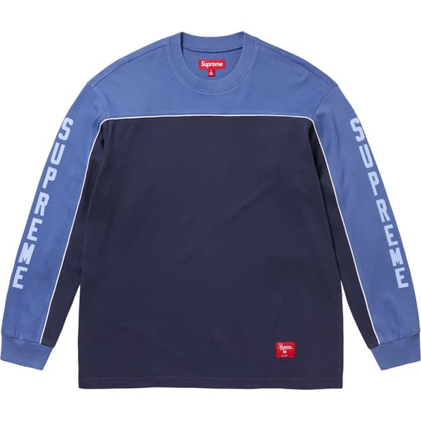 Supreme Paneled Piping L/S Top - Navy (front)