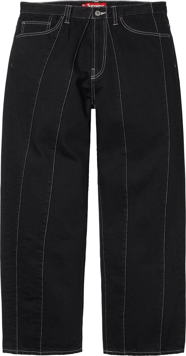 Supreme Paneled Stripe Baggy Jean - Black (front)