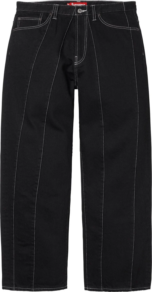 Supreme Paneled Stripe Baggy Jean - Black (front)