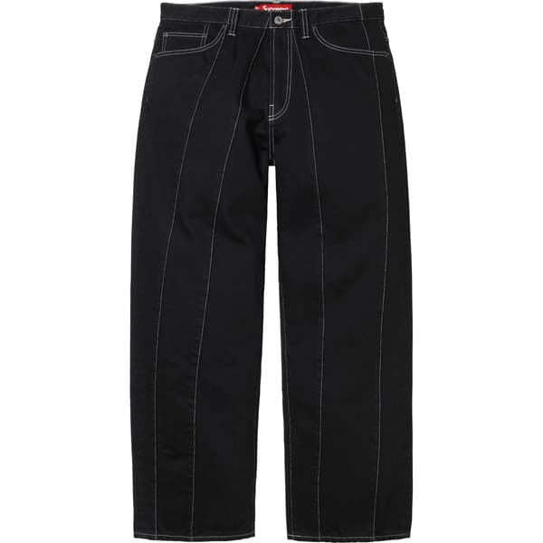 Supreme Paneled Stripe Baggy Jean - Black (front)
