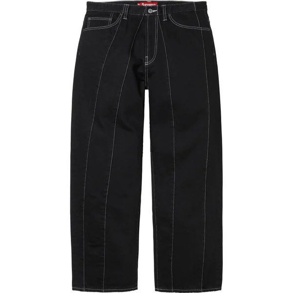 Supreme Paneled Stripe Baggy Jean - Black (front)