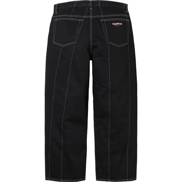 Supreme Paneled Stripe Baggy Jean - Black (front)