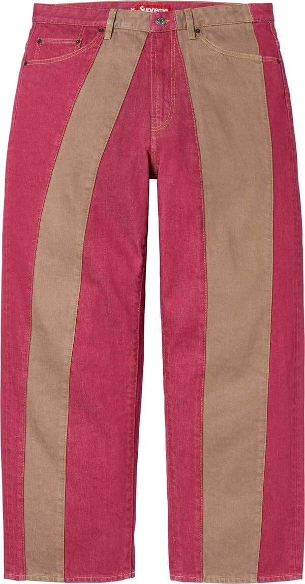 Supreme Paneled Stripe Baggy Jean - Red (front)