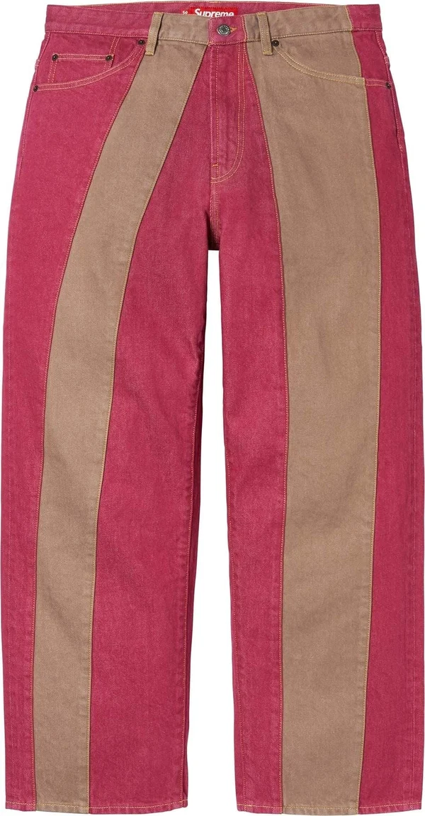 Supreme Paneled Stripe Baggy Jean - Red (front)