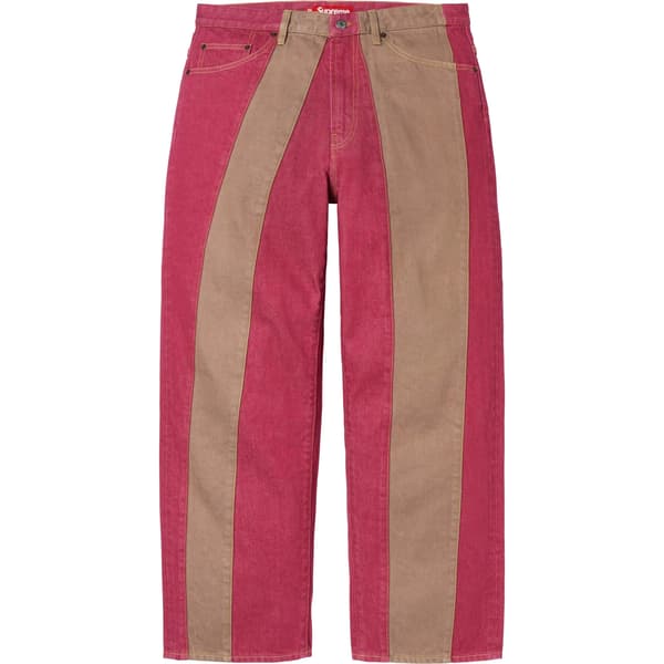 Supreme Paneled Stripe Baggy Jean - Red (front)