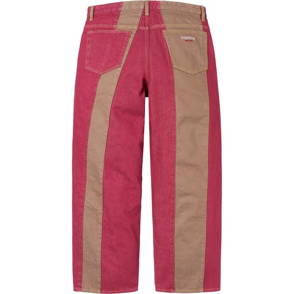 Supreme Paneled Stripe Baggy Jean - Red (front)