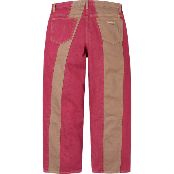 Supreme Paneled Stripe Baggy Jean - Red (front)