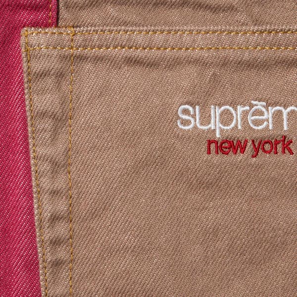 Supreme Paneled Stripe Baggy Jean - Red (front)