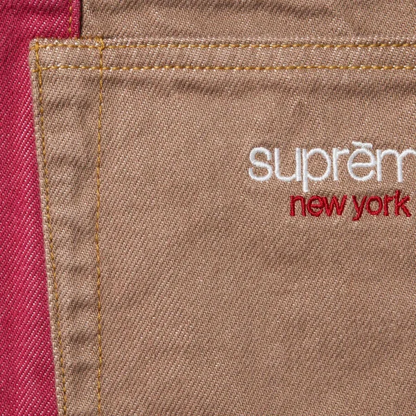 Supreme Paneled Stripe Baggy Jean - Red (front)