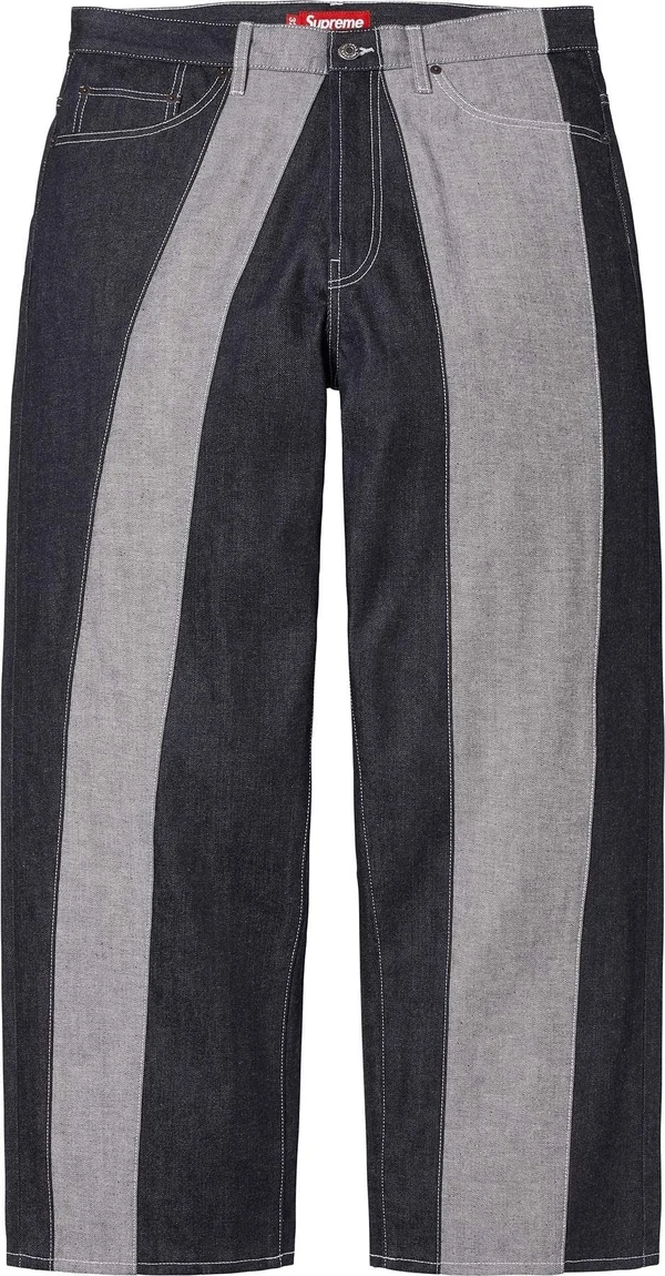 Supreme Paneled Stripe Baggy Jean - Rigid Indigo (front)