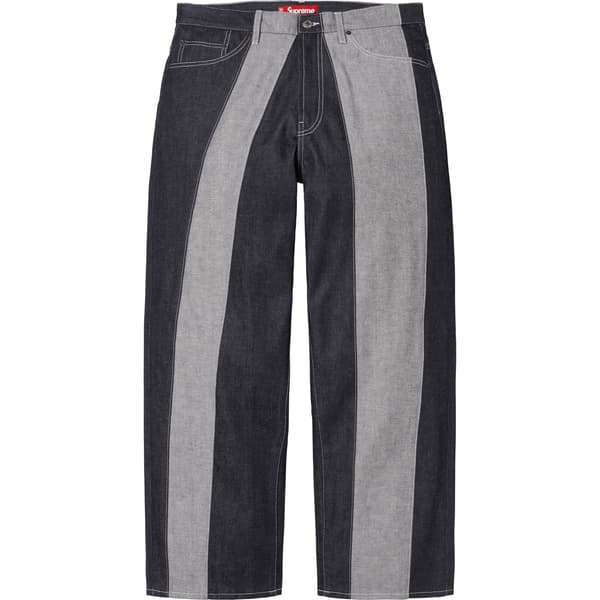 Supreme Paneled Stripe Baggy Jean - Rigid Indigo (front)