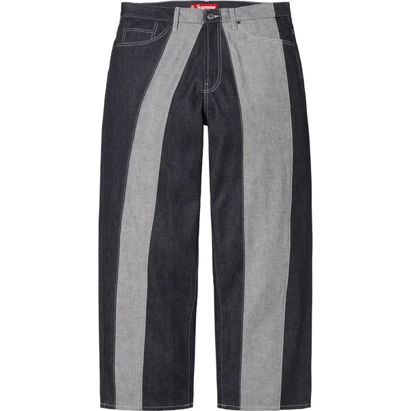 Supreme Paneled Stripe Baggy Jean - Rigid Indigo (front)