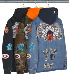 Supreme Patches Hooded Zip Up Shirt