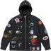 Supreme Patches Hooded Zip Up Shirt - Black (front)