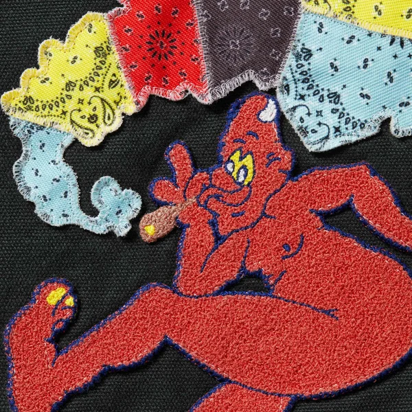 Supreme Patches Hooded Zip Up Shirt - Black (front)