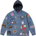 Supreme Patches Hooded Zip Up Shirt - Denim (front)