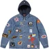 Supreme Patches Hooded Zip Up Shirt - Denim (front)