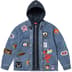 Supreme Patches Hooded Zip Up Shirt - Denim (front)