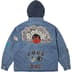 Supreme Patches Hooded Zip Up Shirt - Denim (front)