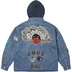 Supreme Patches Hooded Zip Up Shirt - Denim (front)