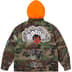 Supreme Patches Hooded Zip Up Shirt - Woodland Camo (front)