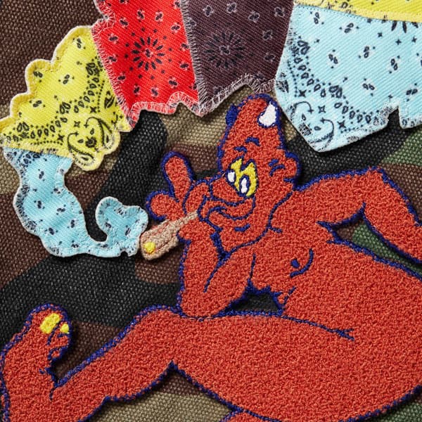 Supreme Patches Hooded Zip Up Shirt - Woodland Camo (front)