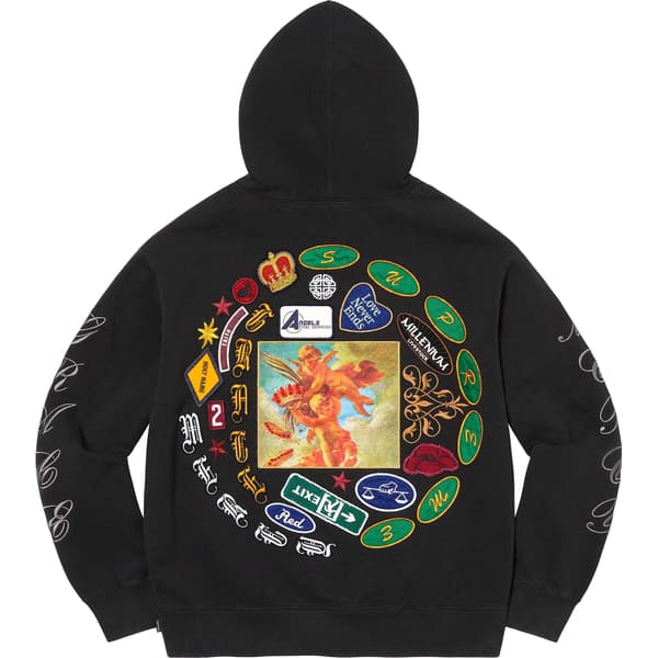 Supreme Patches Spiral Hooded Sweatshirt - Black (front)