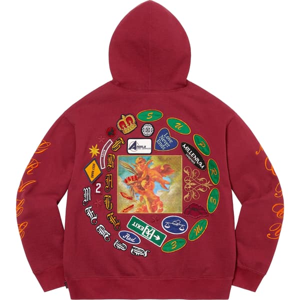 Supreme Patches Spiral Hooded Sweatshirt - Cardinal (front)