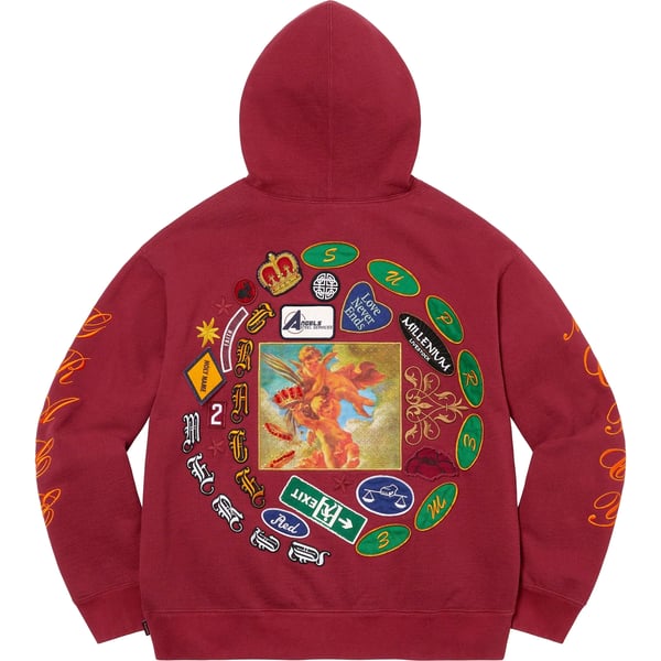 Supreme Patches Spiral Hooded Sweatshirt - Cardinal (front)