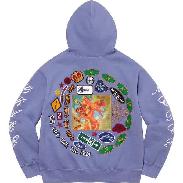 Supreme Patches Spiral Hooded Sweatshirt - Light Purple (front)