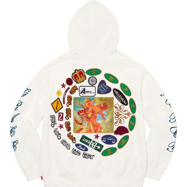 Supreme Patches Spiral Hooded Sweatshirt - White (front)