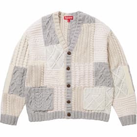 Supreme Patchwork Cable Knit Cardigan Ivory