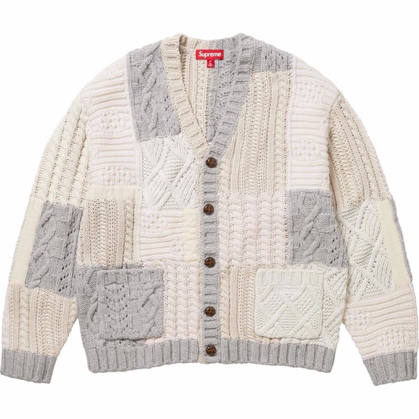 Supreme Patchwork Cable Knit Cardigan - Ivory (front)