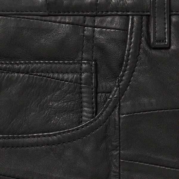 Supreme Patchwork Leather 5-Pocket Jean - Black (front)