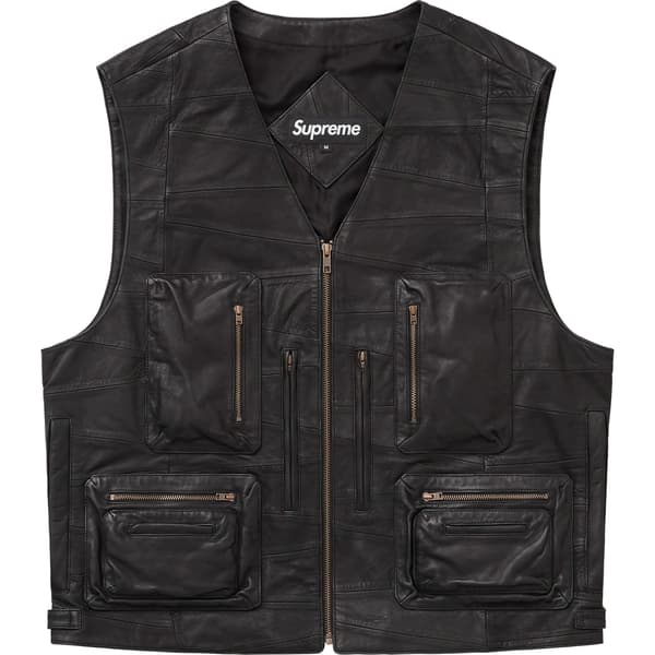 Supreme Patchwork Leather Cargo Vest - Black (front)