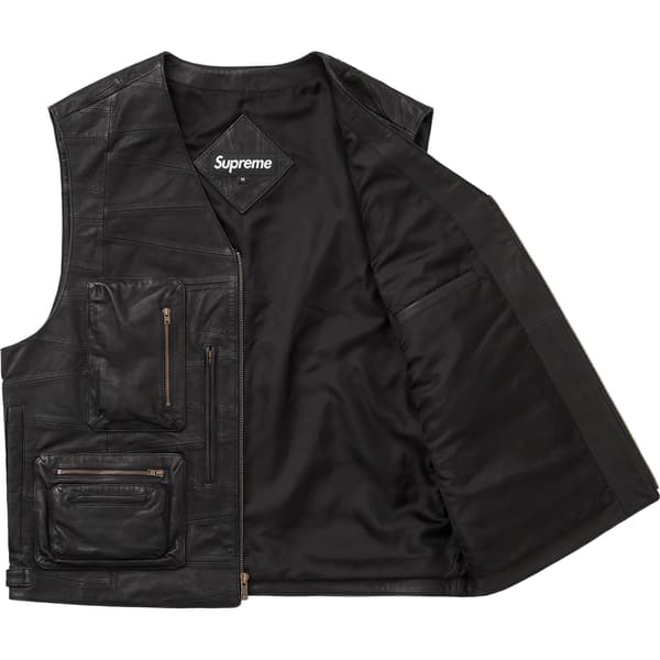 Supreme Patchwork Leather Cargo Vest - Black (front)
