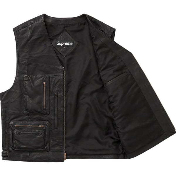 Supreme Patchwork Leather Cargo Vest - Black (front)