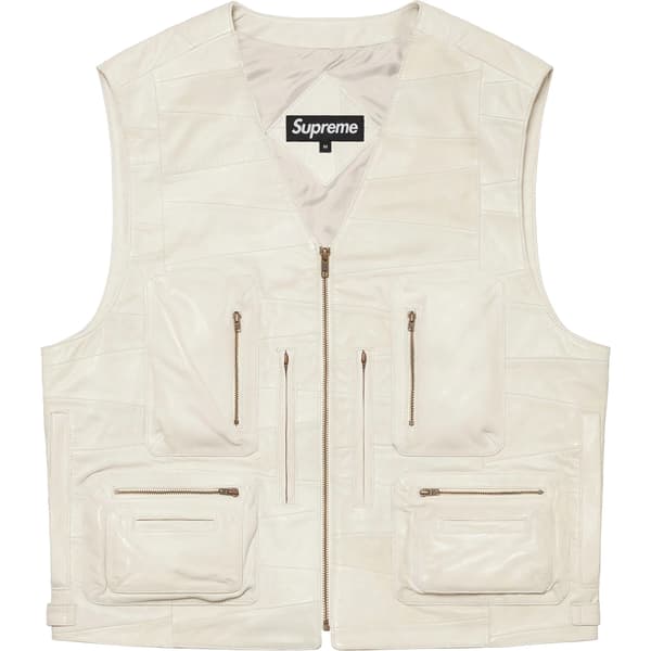 Supreme Patchwork Leather Cargo Vest - White (front)