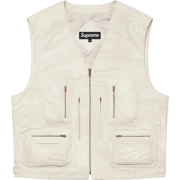 Supreme Patchwork Leather Cargo Vest - White (front)