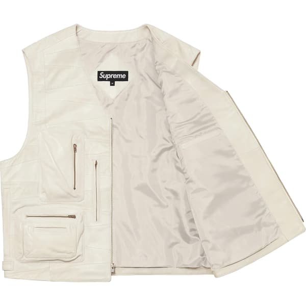 Supreme Patchwork Leather Cargo Vest - White (front)