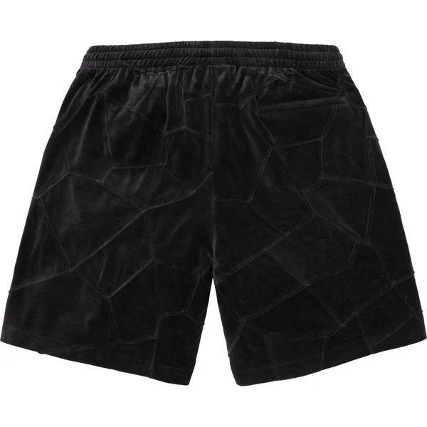 Supreme Patchwork Velour Short - Black (front)