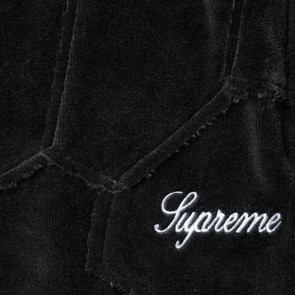 Supreme Patchwork Velour Short - Black (front)